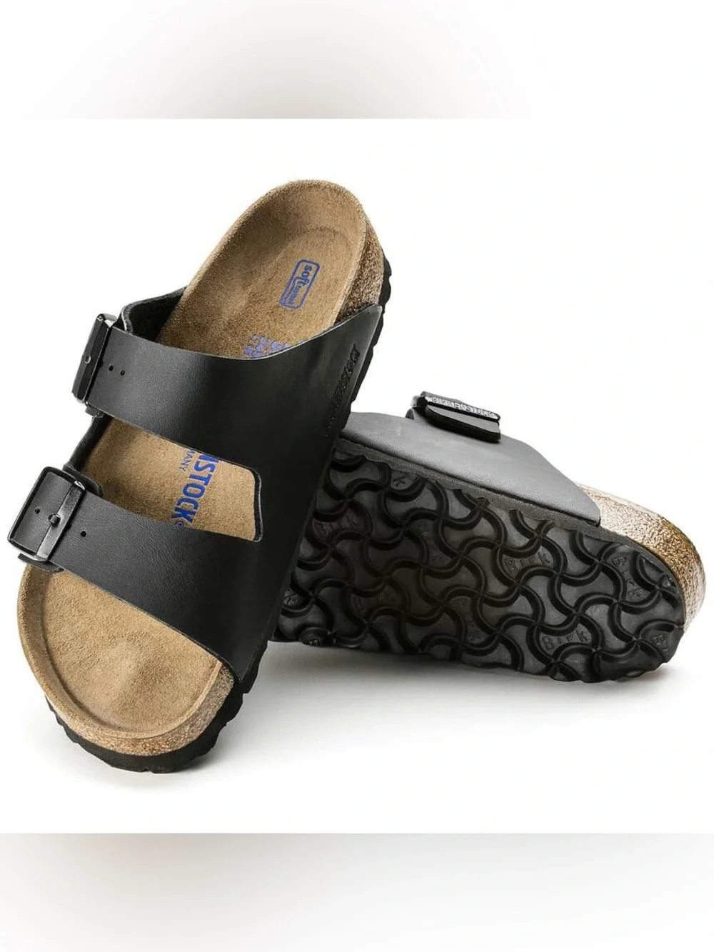 Birkenstock Arizona Soft Footbed  Two-Strap Sandal in Black and Cork